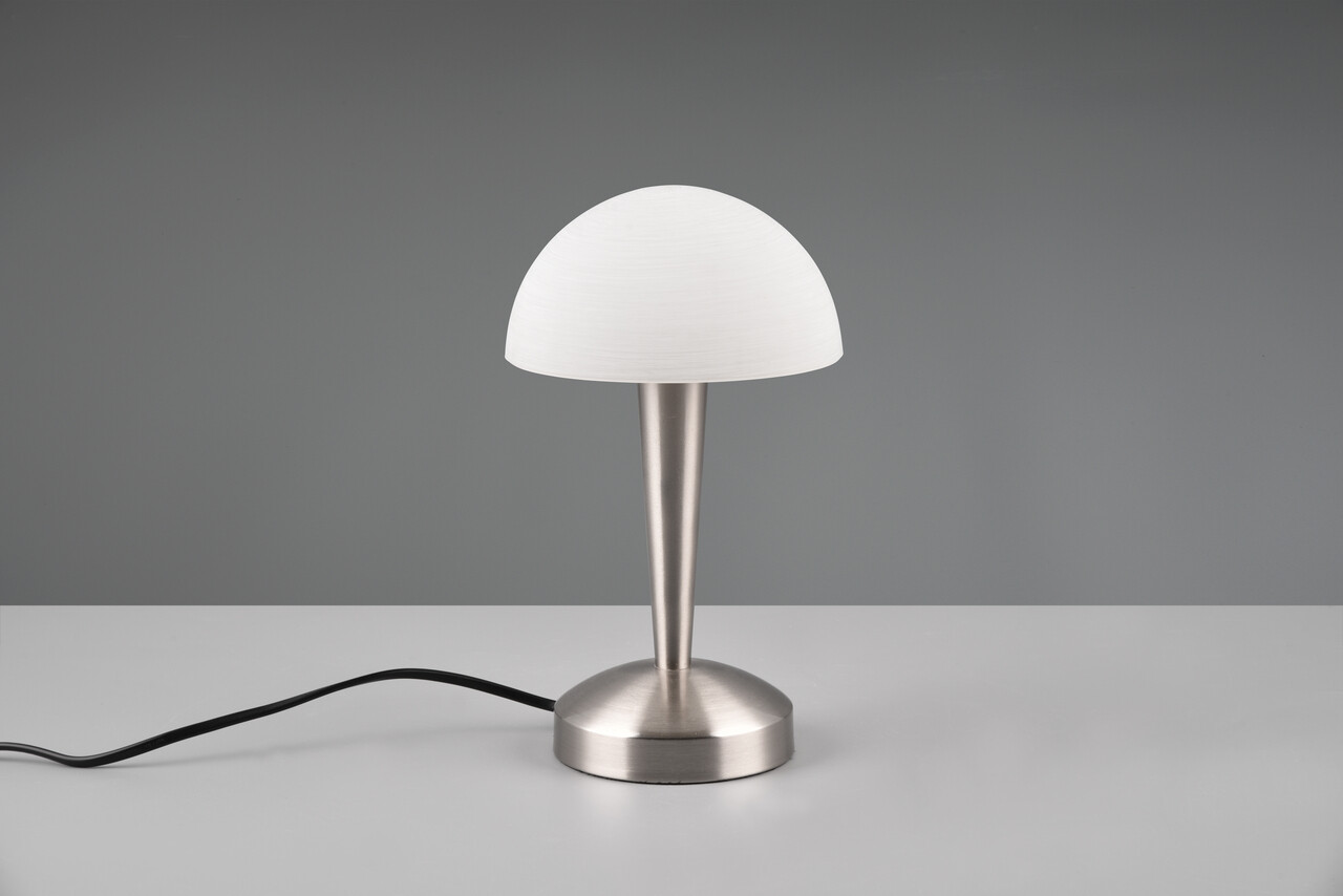 Lampa de masa Canaria, RL, 15x26.5 cm, 4.9W, 1x E14, metal, nichel mat/ alb - imagine 5
